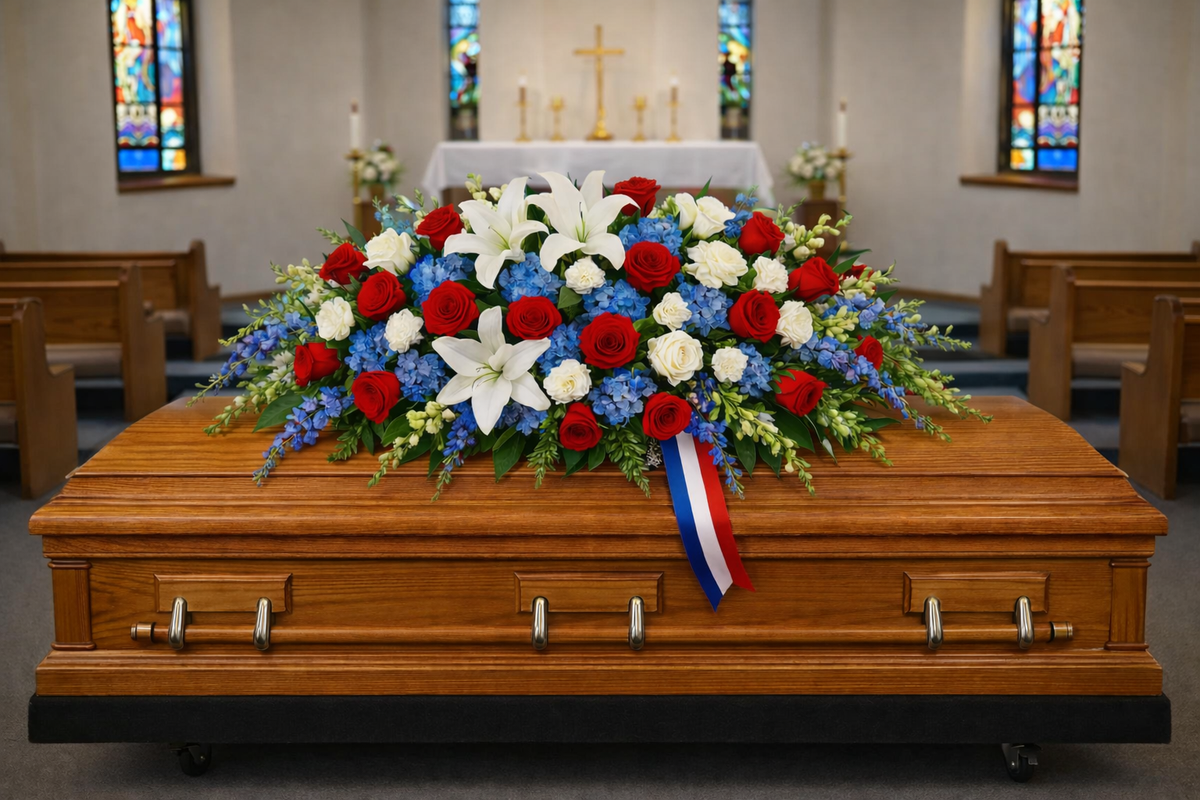 Silver Dawn Casket Spray